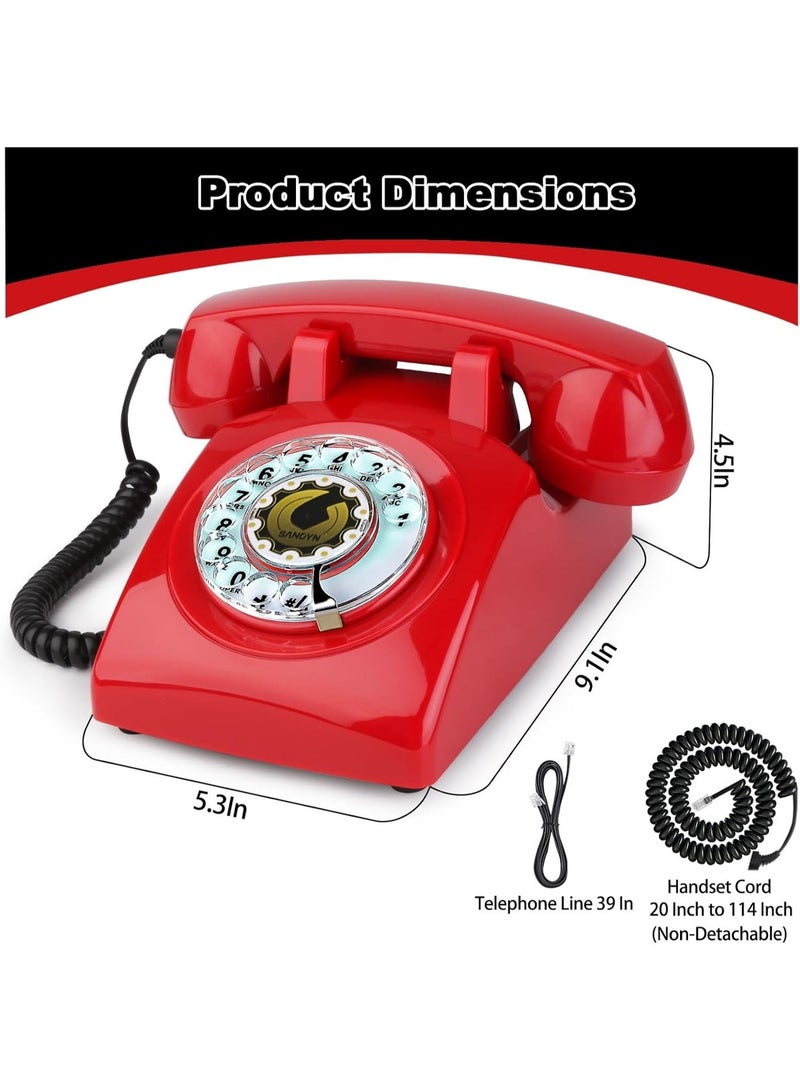 Sangyn Retro Rotary Dial Phone Sangyn 1960s Vintage Landline Telephone Old Fashioned Corded Phones with Mechanical Ringer for Home Office Desk - Image 2